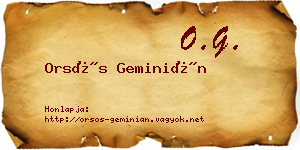 Orsós Geminián névjegykártya